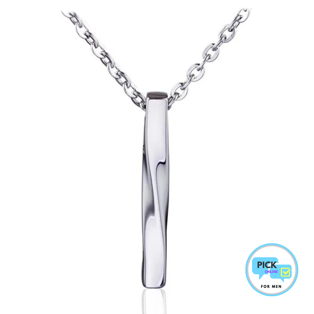 Collar Rectángulo Entorchado - Silver - Stainless Steel